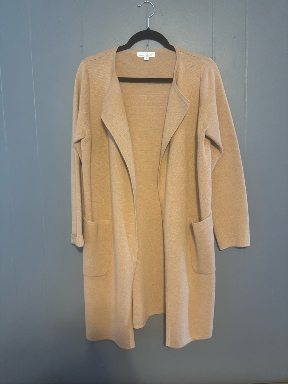 J. Crew Camel Open Drape Pocket Cardigan